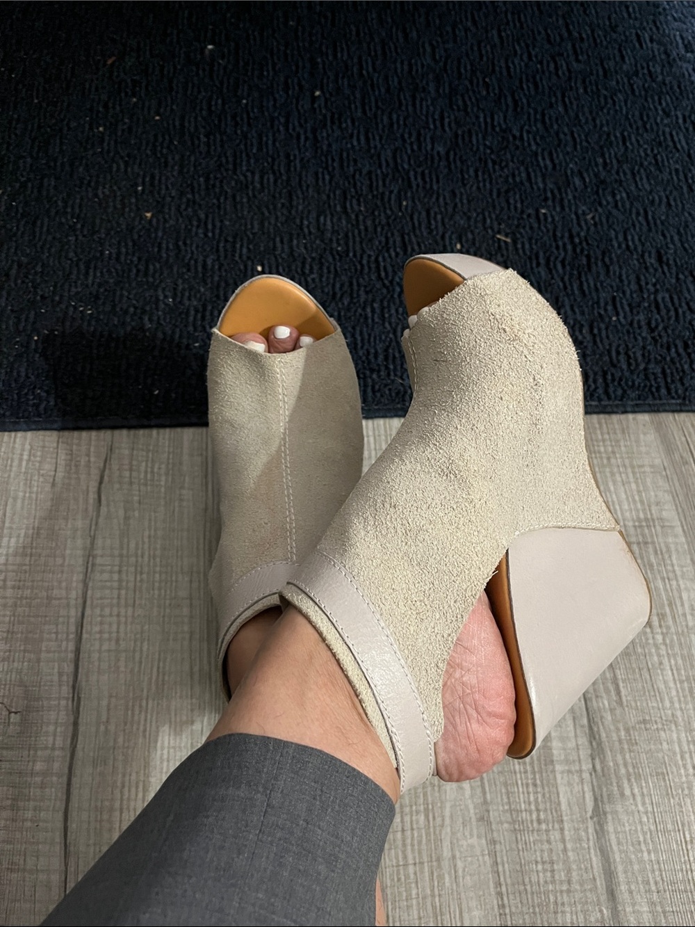 Kork ease Taupe Suede Wedge Peep-Toe Sandal - Picture 11 of 12